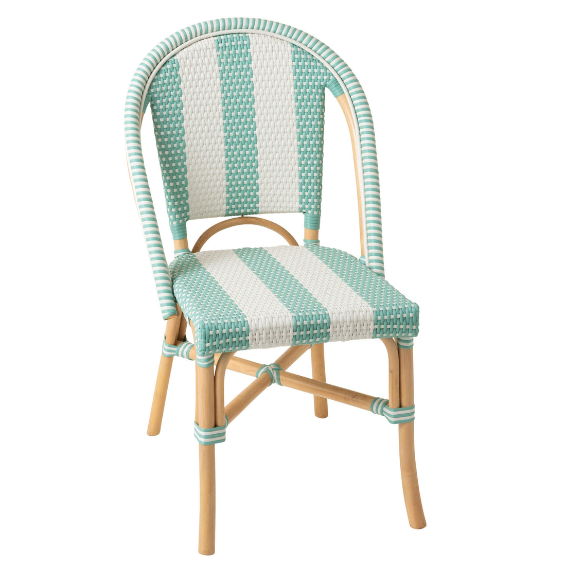 Silla de Ratán a Rayas Azul Claro/Blanco J-Line