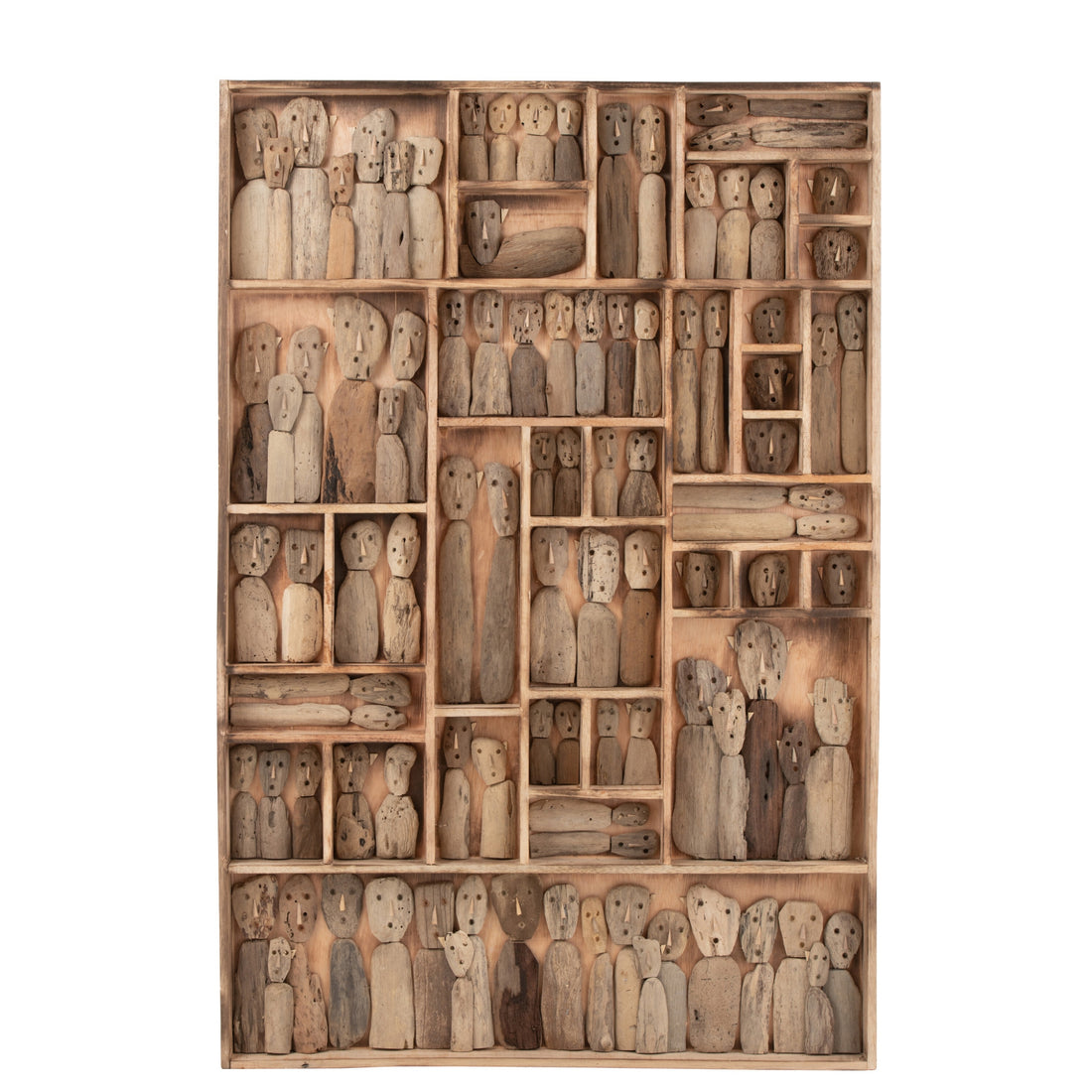 Decoración de pared Máscaras familiares Cuadros Madera reciclada Natural Large J-Line