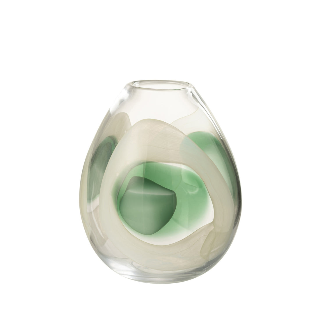 Jarrón Livy Vidrio Verde/Blanco/Transparente Mediano Ø20,5xH25,5cm J-Line