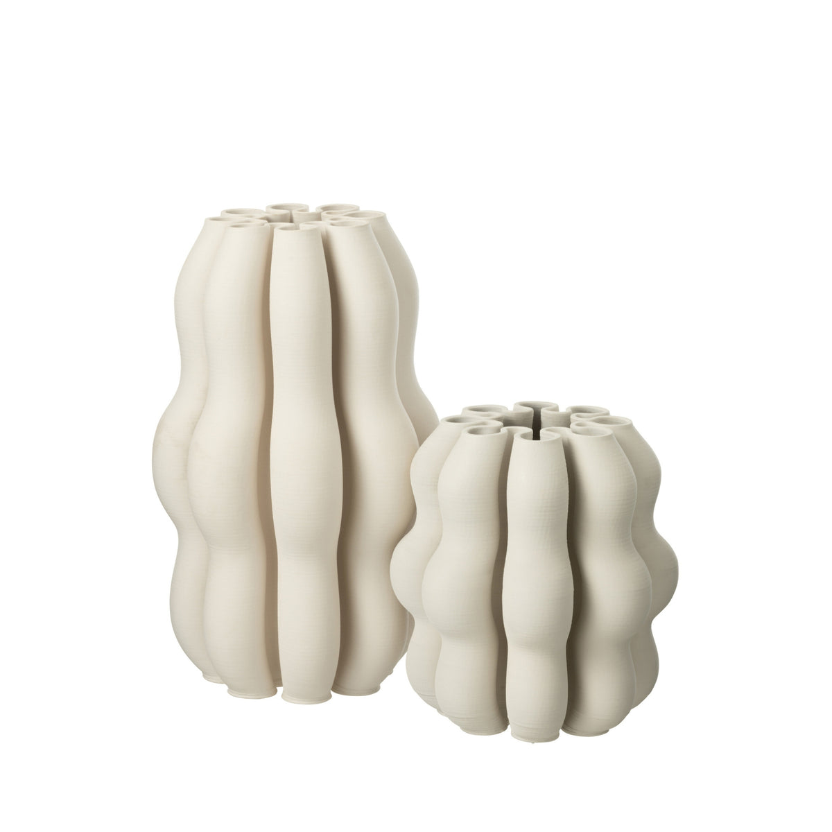 Jarrón Naos Cerámica Beige Grande Diám23cmxAl40cm J-Line