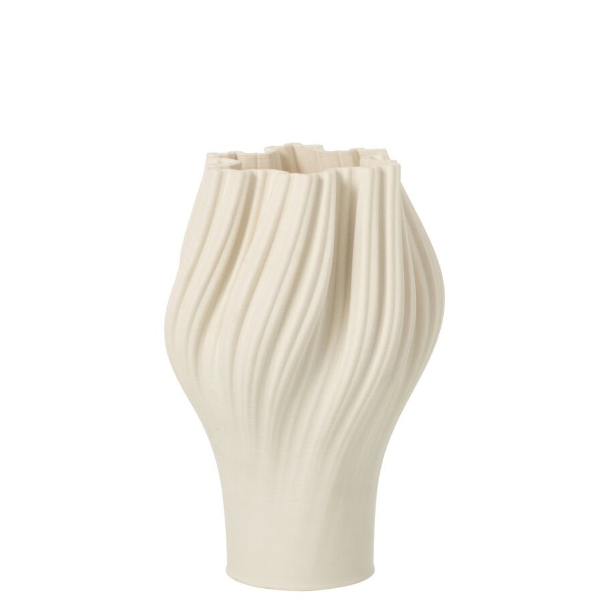 Jarrón 3D Impreso de Gres Blanco Pequeño J-Line