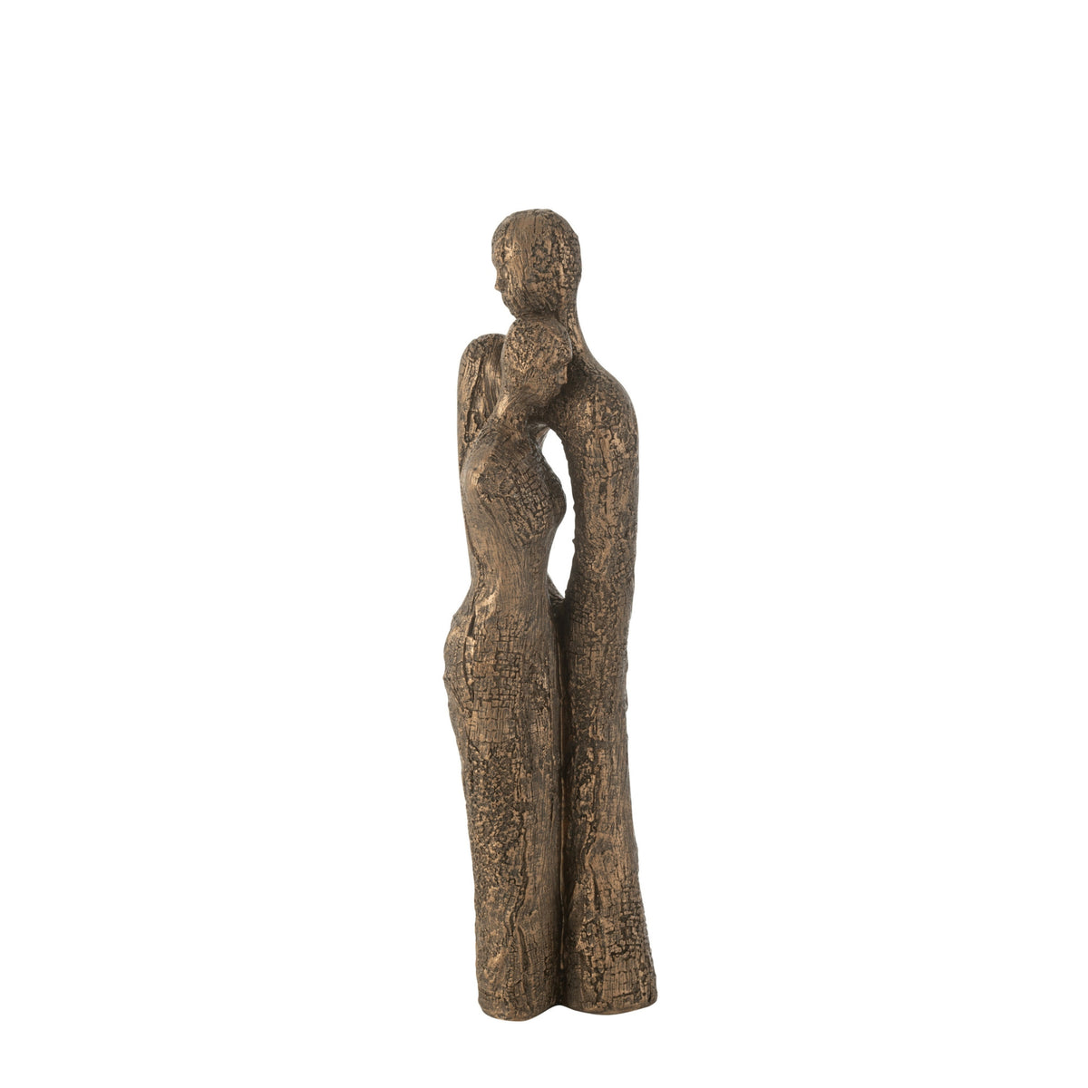 Figura de pareja para abrazar, moderna, de resina marrón/dorada, J-Line