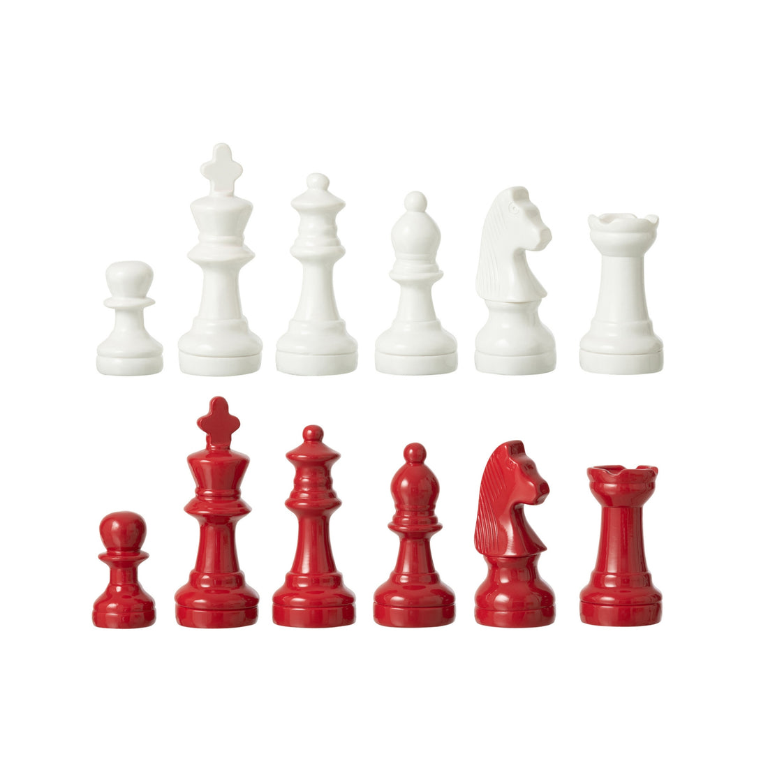 Juego de ajedrez Polyresin Blanco/Navidad Rojo J-Line