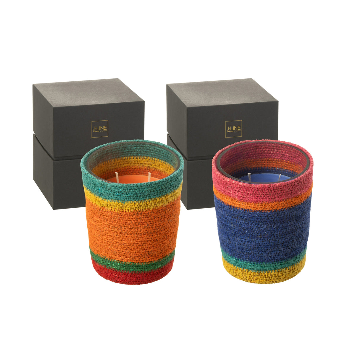 Vela aromática Cesta Azul Cera Media-55 Horas Set de 2 J-Line