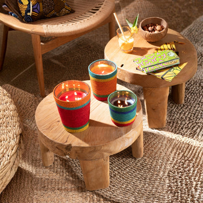 Vela aromática Cesta Azul Cera Media-55 Horas Set de 2 J-Line