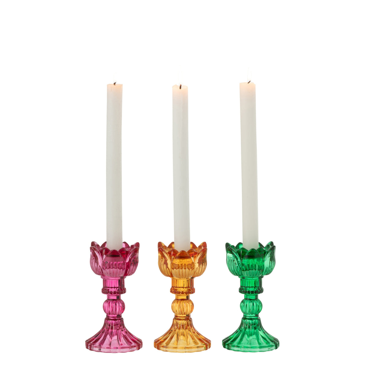 Set de 3 candelabros de vidrio Rosa Mix de J-Line