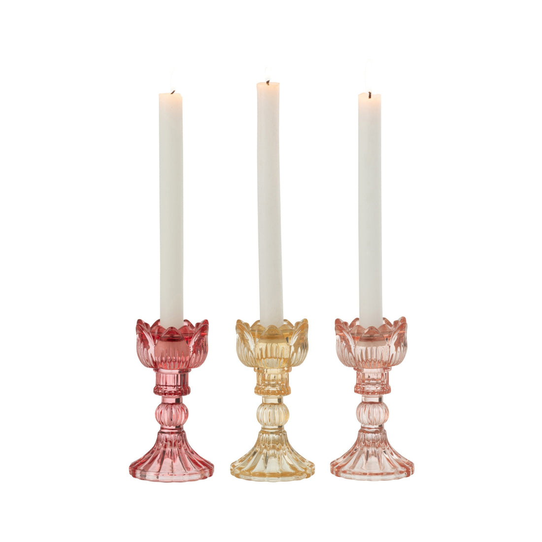 Set de 3 candelabros Rosa de vidrio cálido mix J-Line