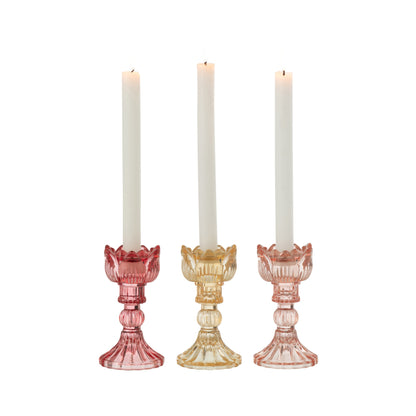Set de 3 candelabros Rosa de vidrio cálido mix J-Line