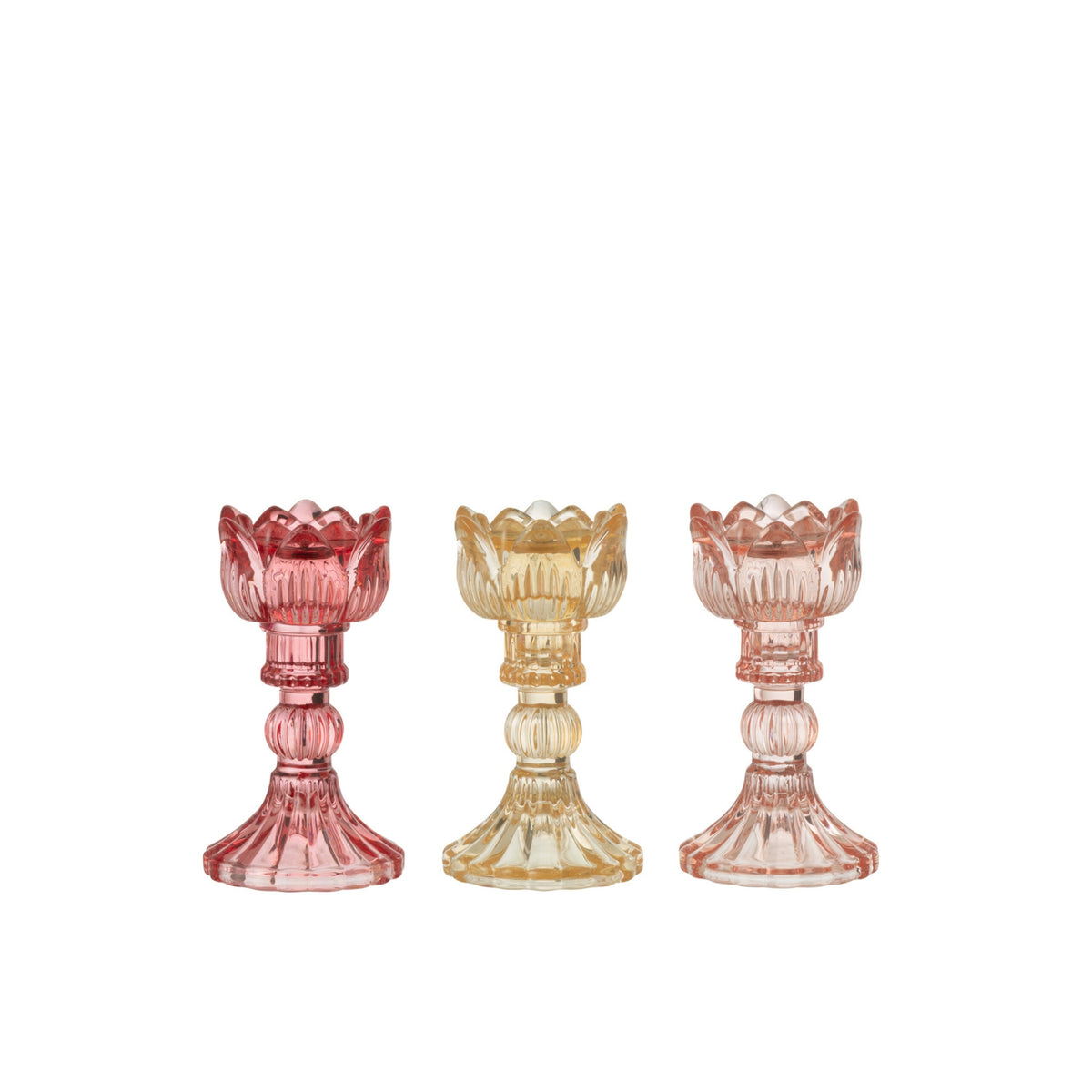 Set de 3 candelabros Rosa de vidrio cálido mix J-Line