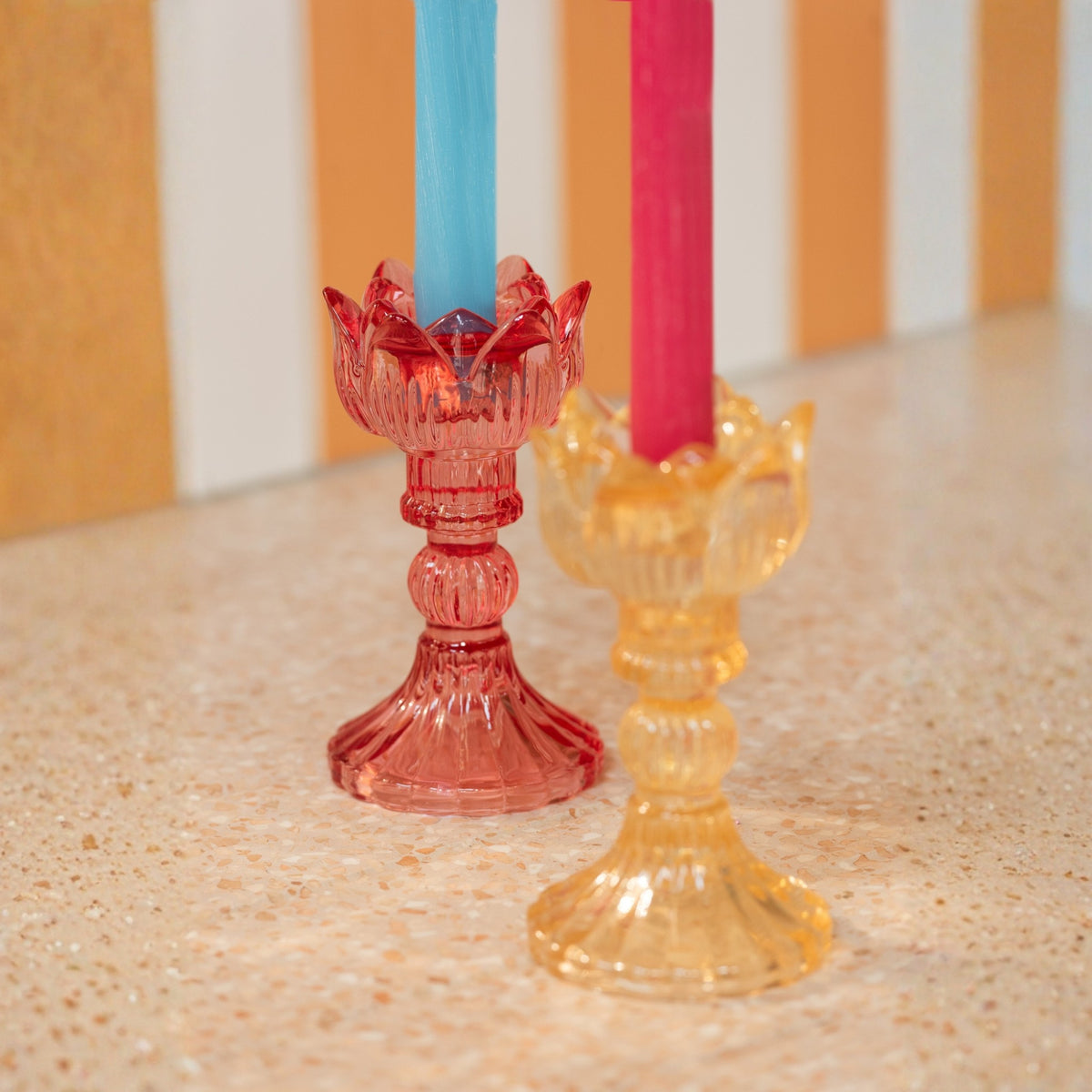 Set de 3 candelabros Rosa de vidrio cálido mix J-Line