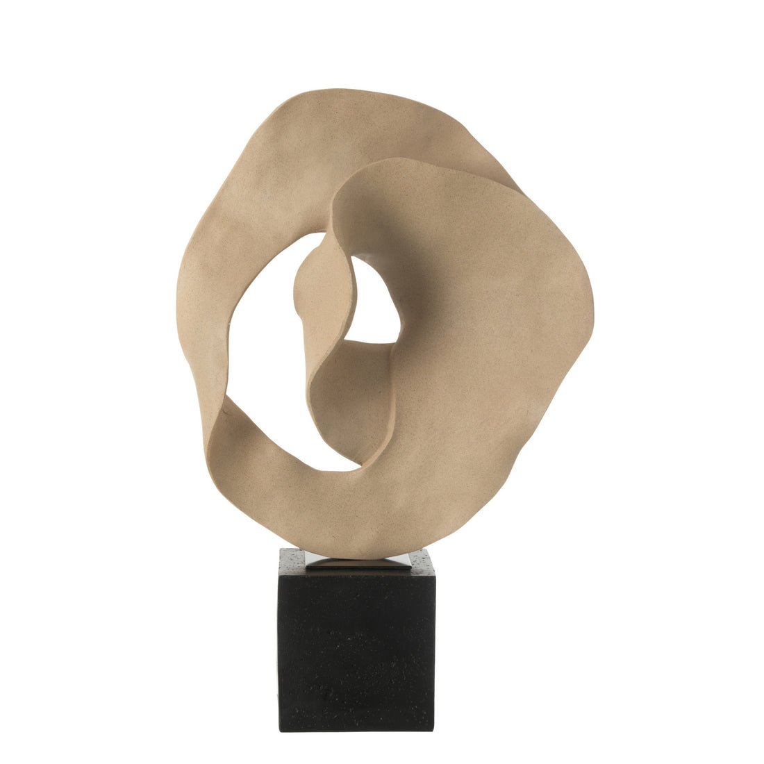 Deco Abstracto Sobre Pedestal Resina Beige/Negro J-Line
