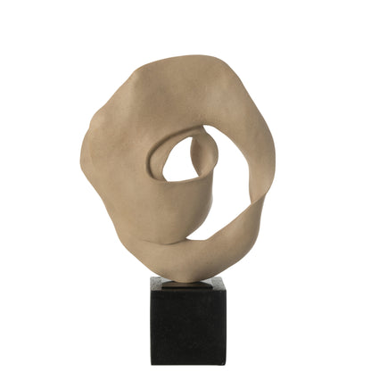 Deco Abstracto Sobre Pedestal Resina Beige/Negro J-Line