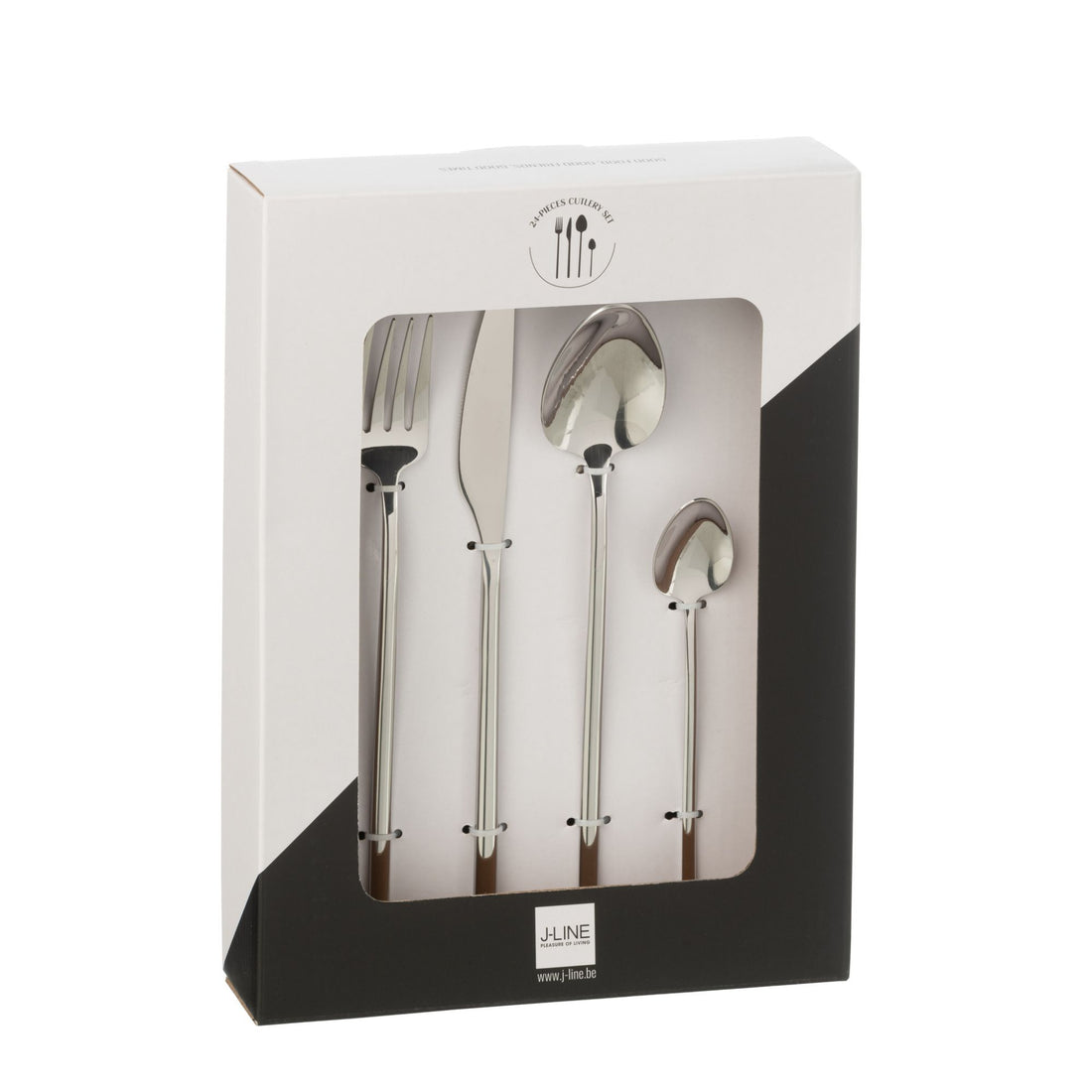 Set de cubiertos Box C 24 piezas Acero inoxidable Plateado brillante J-Line
