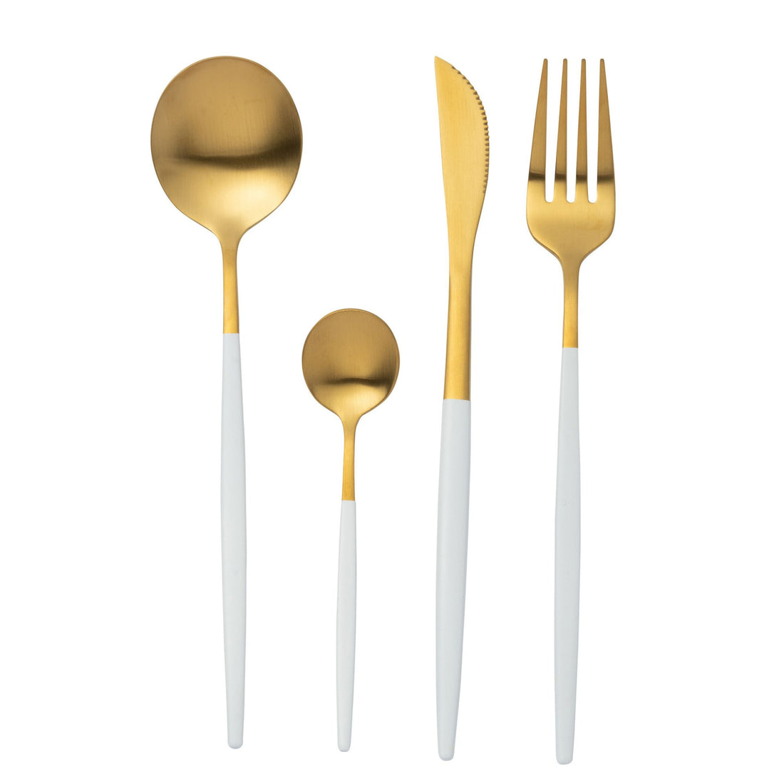 Set de cubiertos Box A 24 Piezas Acero Inoxidable Dorado Blanco J-Line