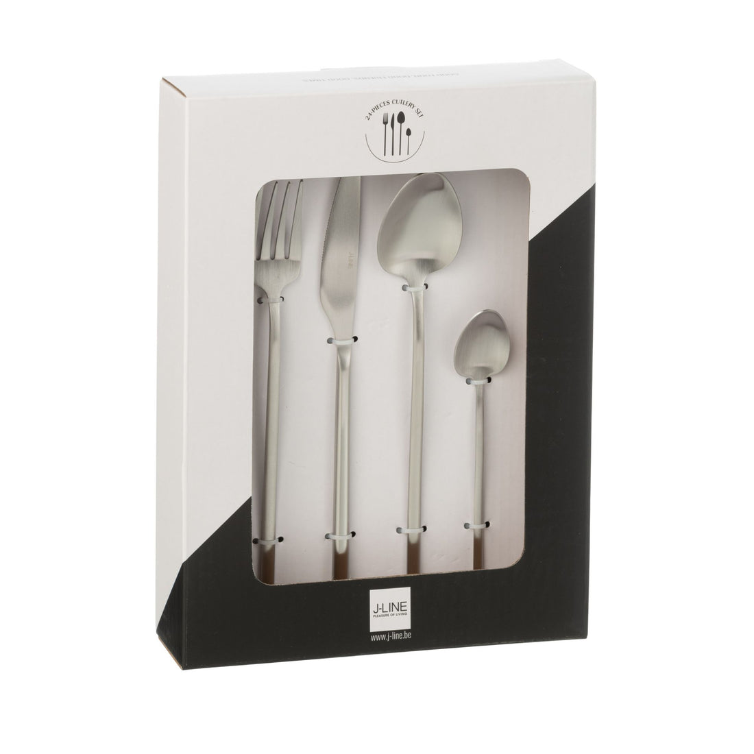 Set de cubiertos Box C 24 piezas Acero inoxidable Plata mate J-Line