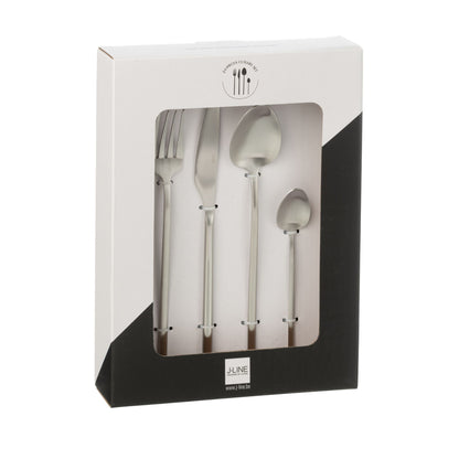Set de cubiertos Box C 24 piezas Acero inoxidable Plata mate J-Line