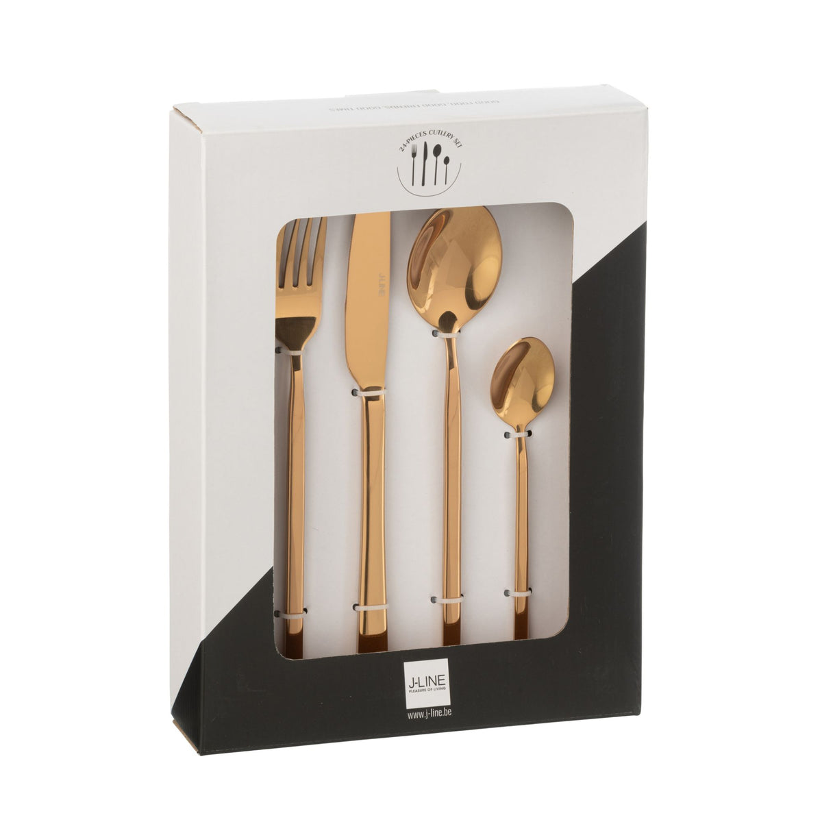 Set de cubiertos Caja B 24 Piezas Acero Inoxidable Cobre Brillante J-Line