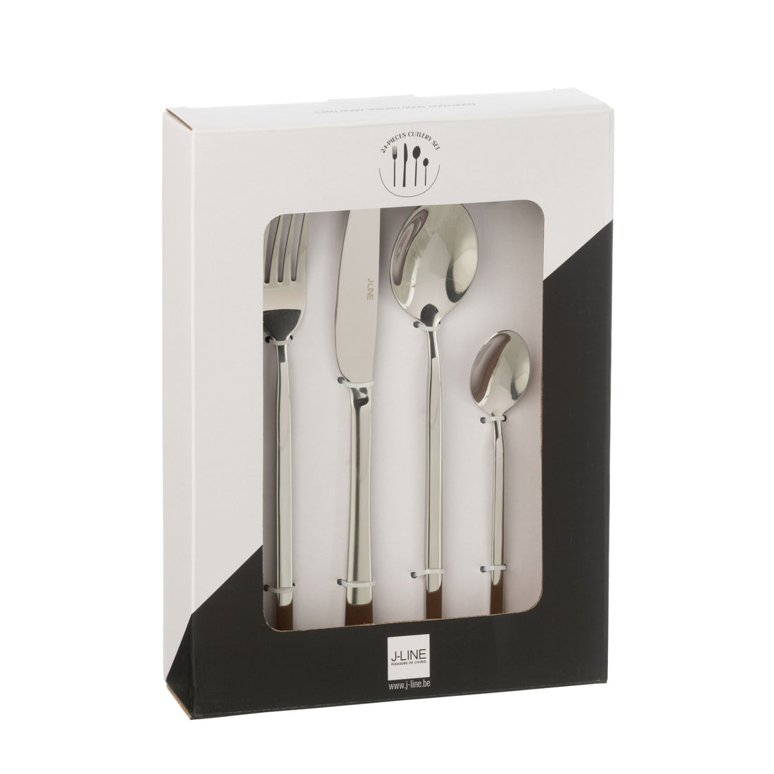 Set de cubiertos Caja B 24 Piezas Acero Inoxidable Plata Brillante J-Line