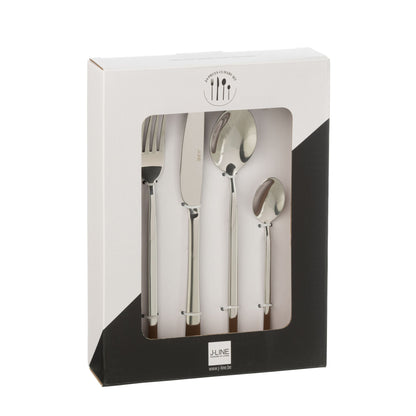 Set de cubiertos Caja B 24 Piezas Acero Inoxidable Plata Brillante J-Line
