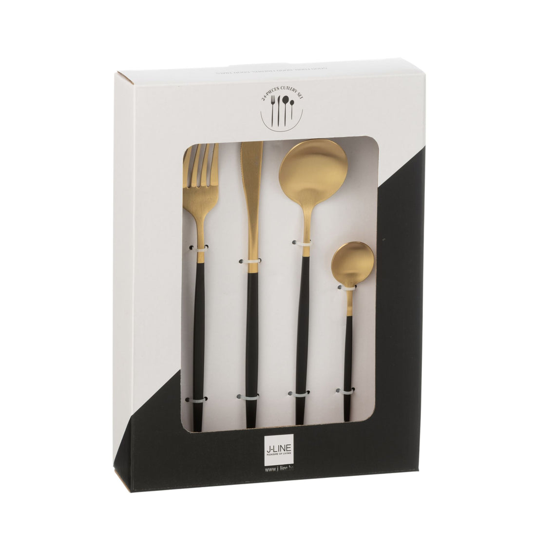 Set de cubiertos Box A 24 Piezas Acero Inoxidable Dorado Negro J-Line