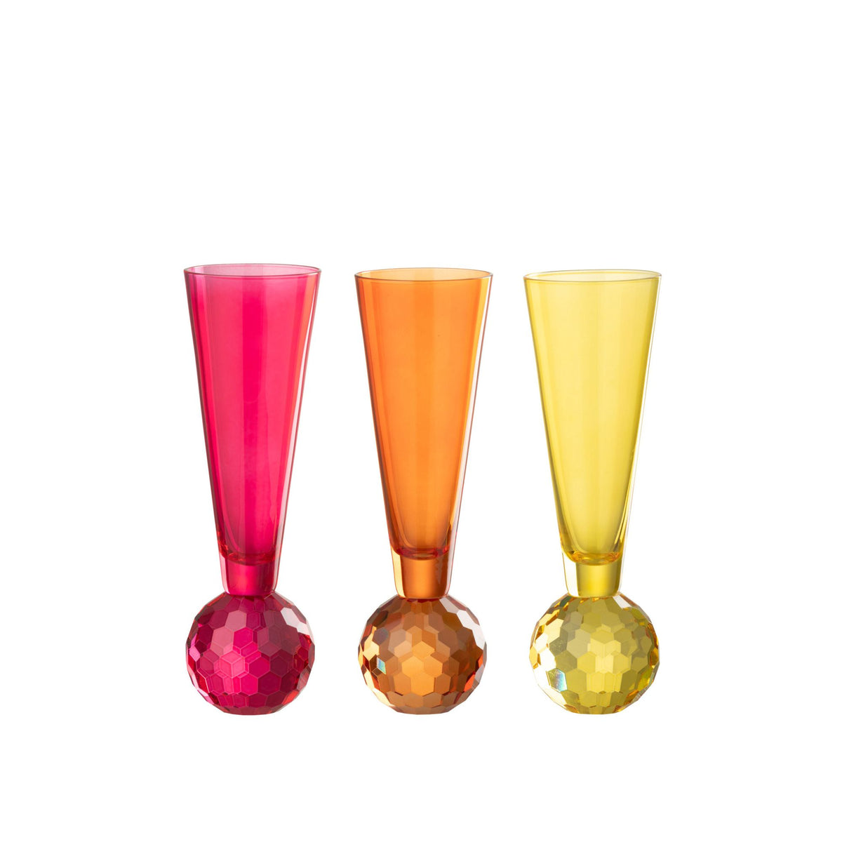Set de 3 vasos de champán de bola amarillo/naranja J-Line