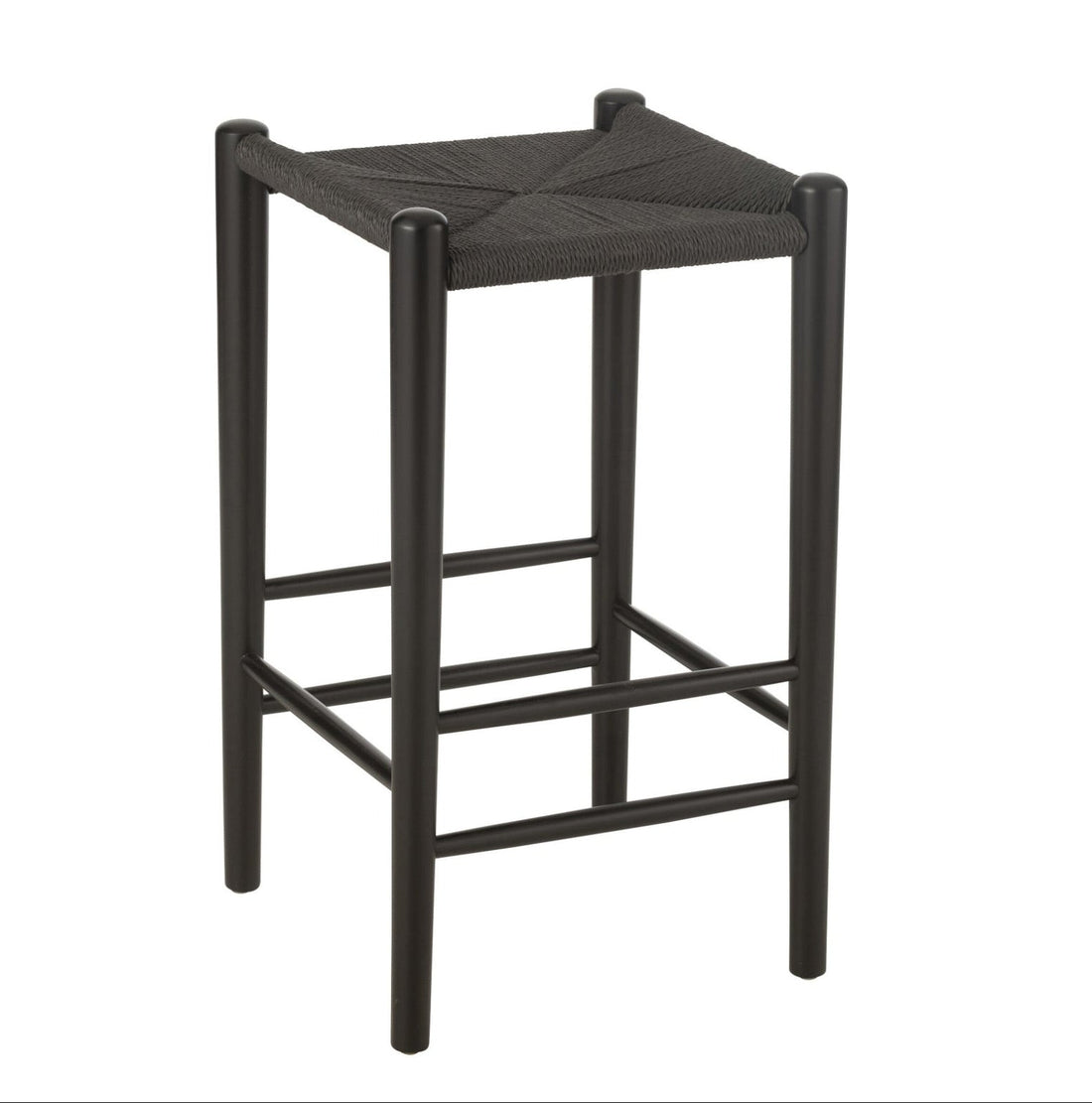 Taburete de bar Oriental Madera de haya/Cuerda Negro J-Line