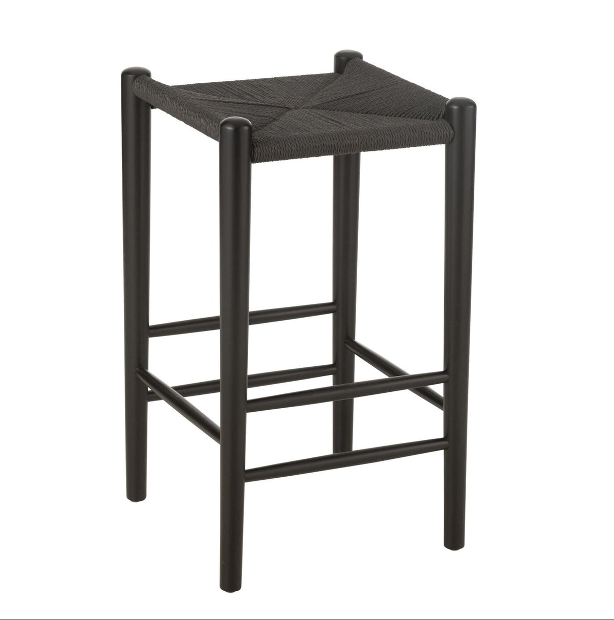 Taburete de bar Oriental Madera de haya/Cuerda Negro J-Line