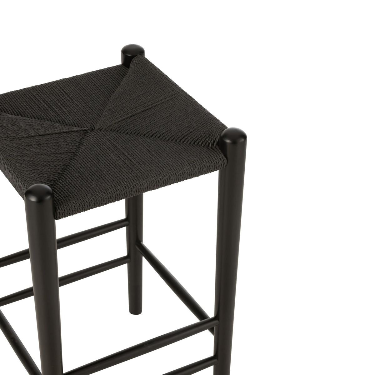 Taburete de bar Oriental Madera de haya/Cuerda Negro J-Line