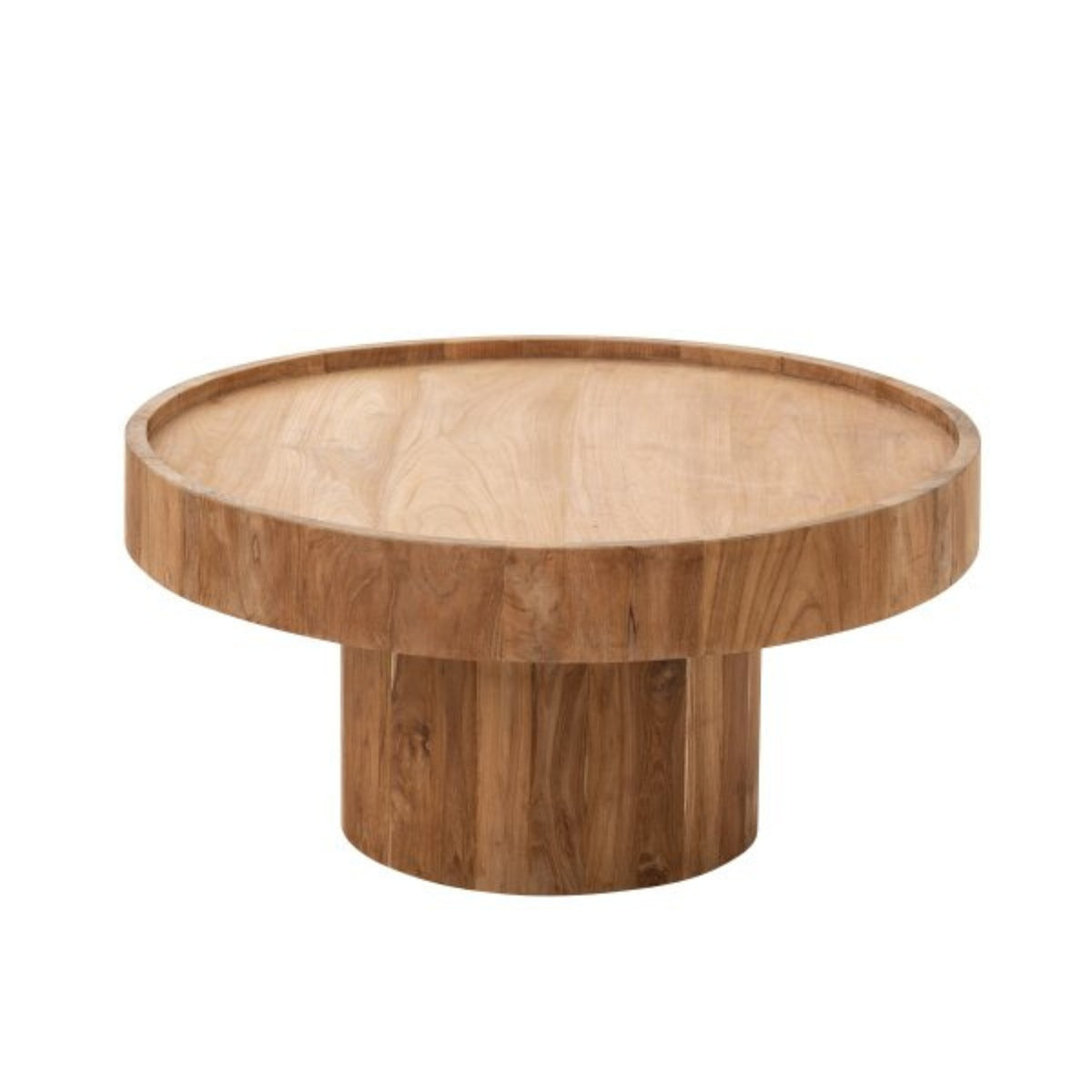 Mesa de centro redonda de madera de teca natural J-Line