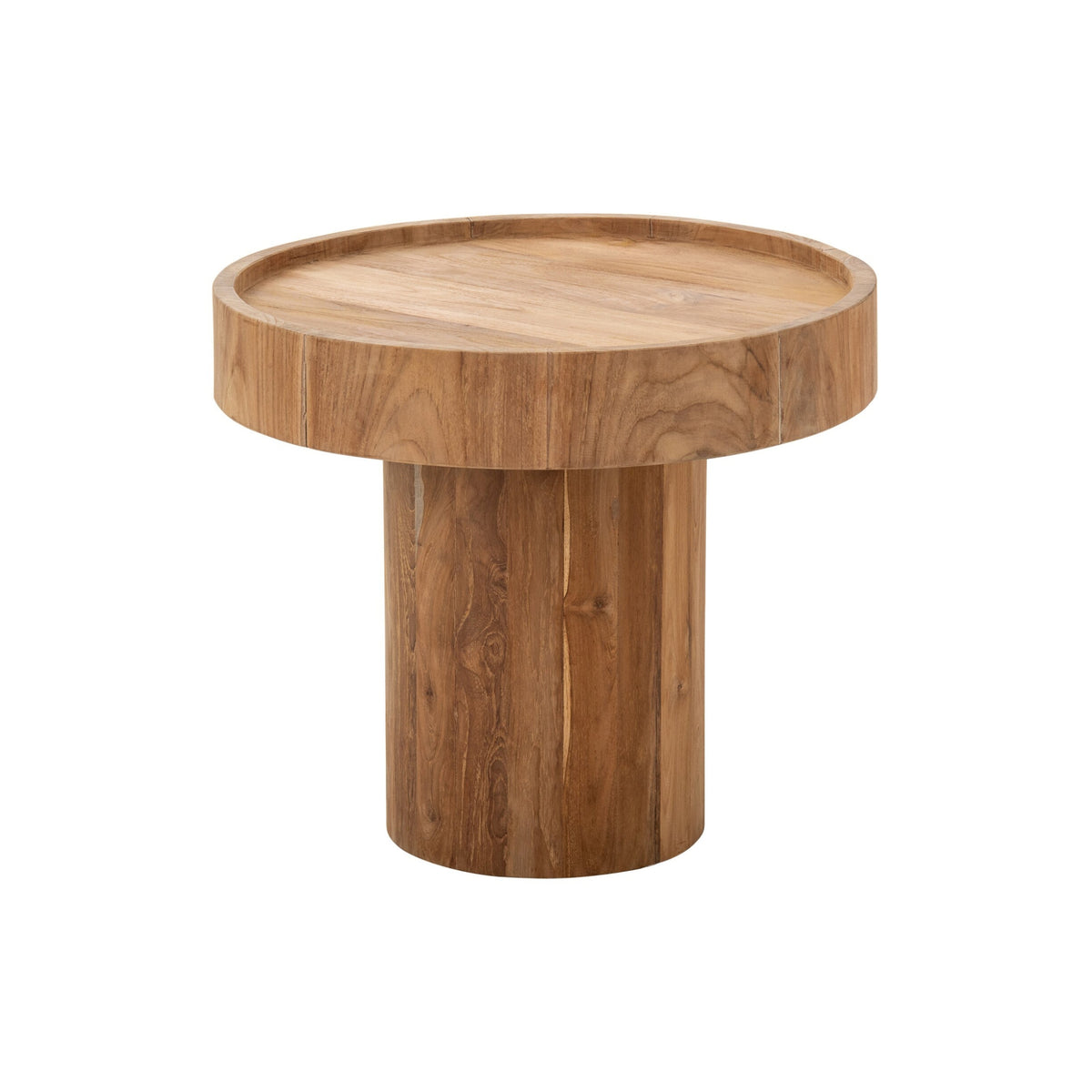 Mesa de centro redonda de madera de teca natural J-Line