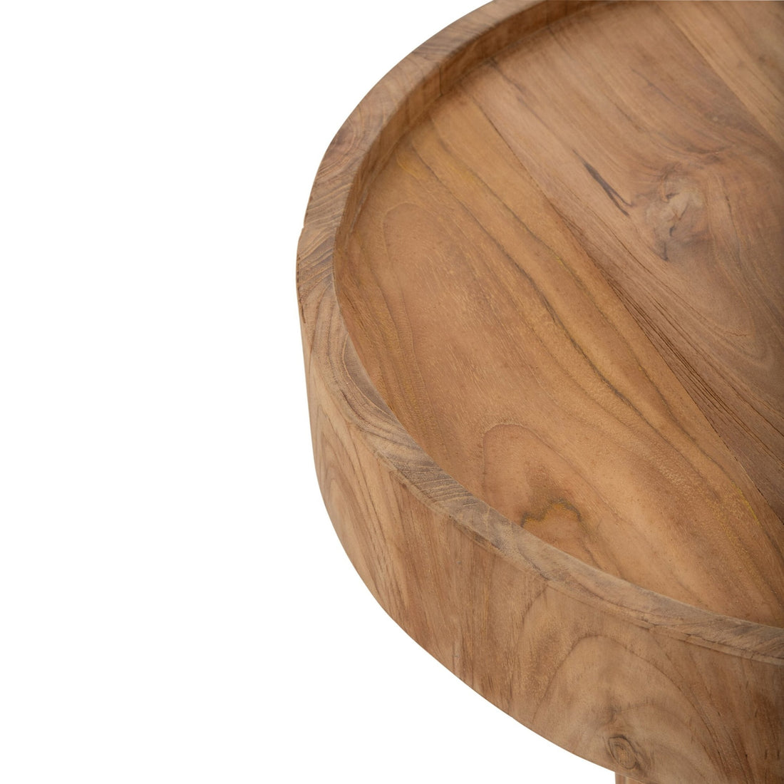 Mesa de centro redonda de madera de teca natural J-Line