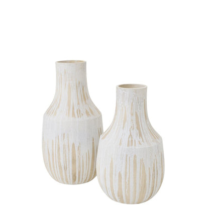 Jarrón de suelo de cerámica blanco/beige claro grande J-Line