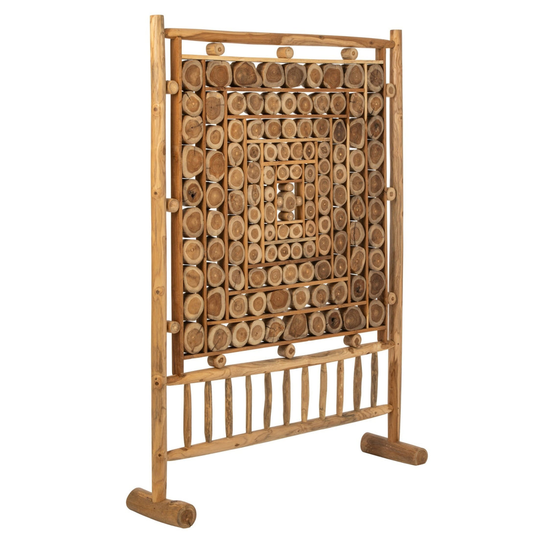 Biombo de rodajas de madera de teca natural J-Line