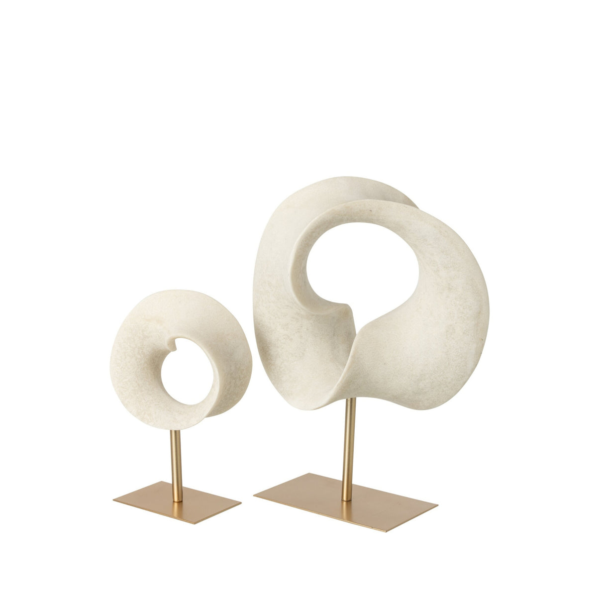 Decoración Abstracta Resina Blanco/Dorado Large J-Line