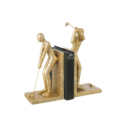 Juego de 2 soportes para libros de golfista de resina dorada J-Line