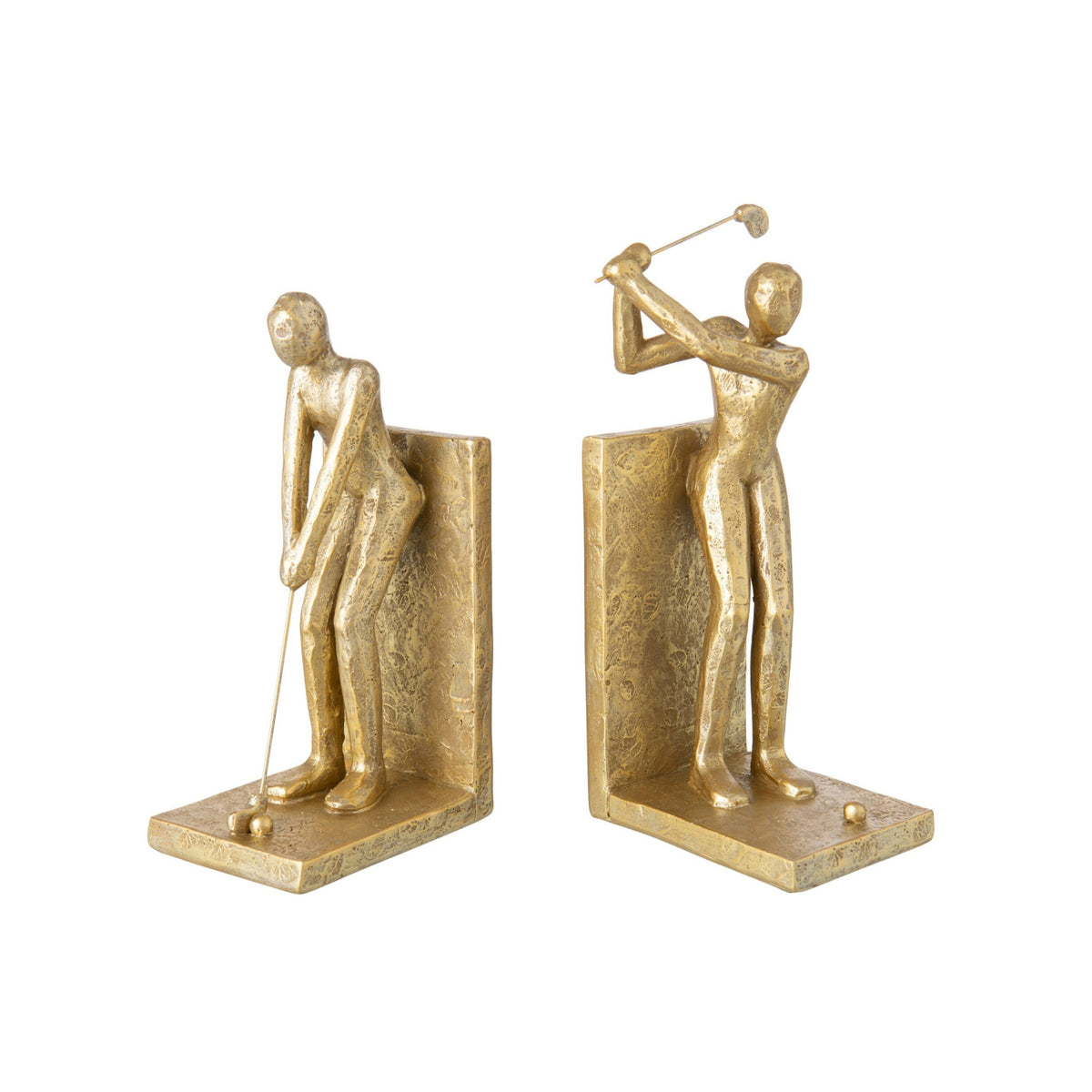 Juego de 2 soportes para libros de golfista de resina dorada J-Line