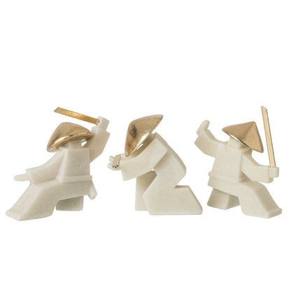 Figura de Artes Marciales de Resina Blanca/Dorada, surtido de 3, J-Line
