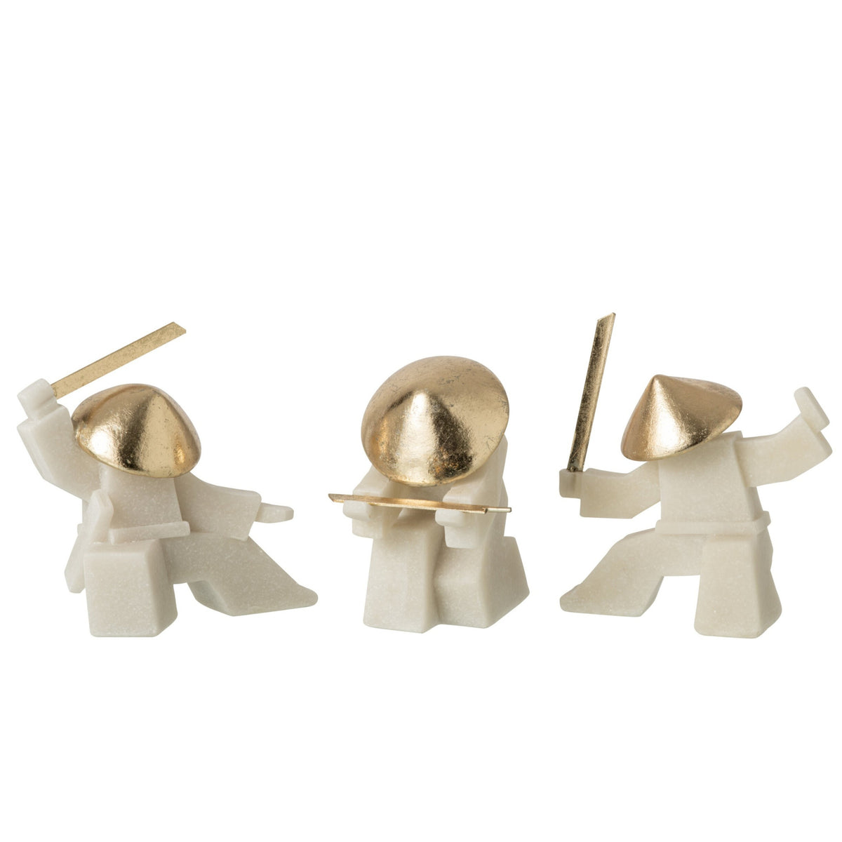 Figura de Artes Marciales de Resina Blanca/Dorada, surtido de 3, J-Line