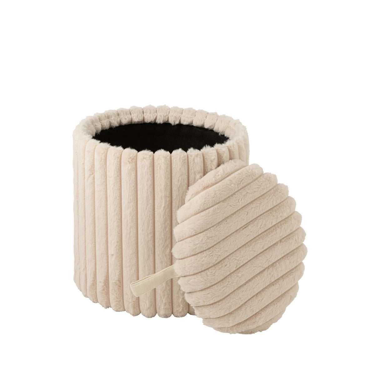 Puf + Tapa Acanalado Mdf Beige J-Line