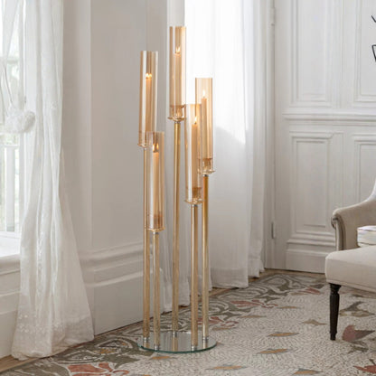 Portavelas de cristal dorado J-Line