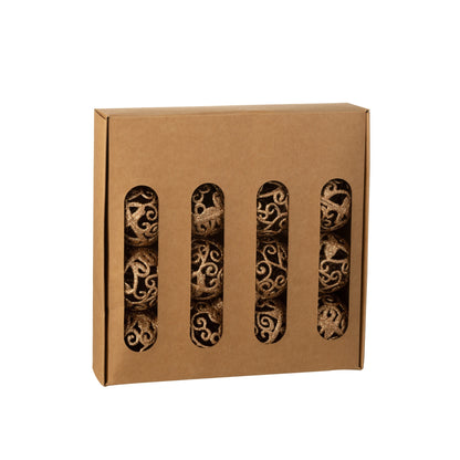 Caja de 16 bolas de Navidad de plástico con patrón barroco color melocotón J-Line
