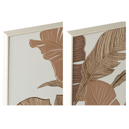 Decoración de pared Madera tallada Pino marrón/blanco roto surtido de J-Line 2