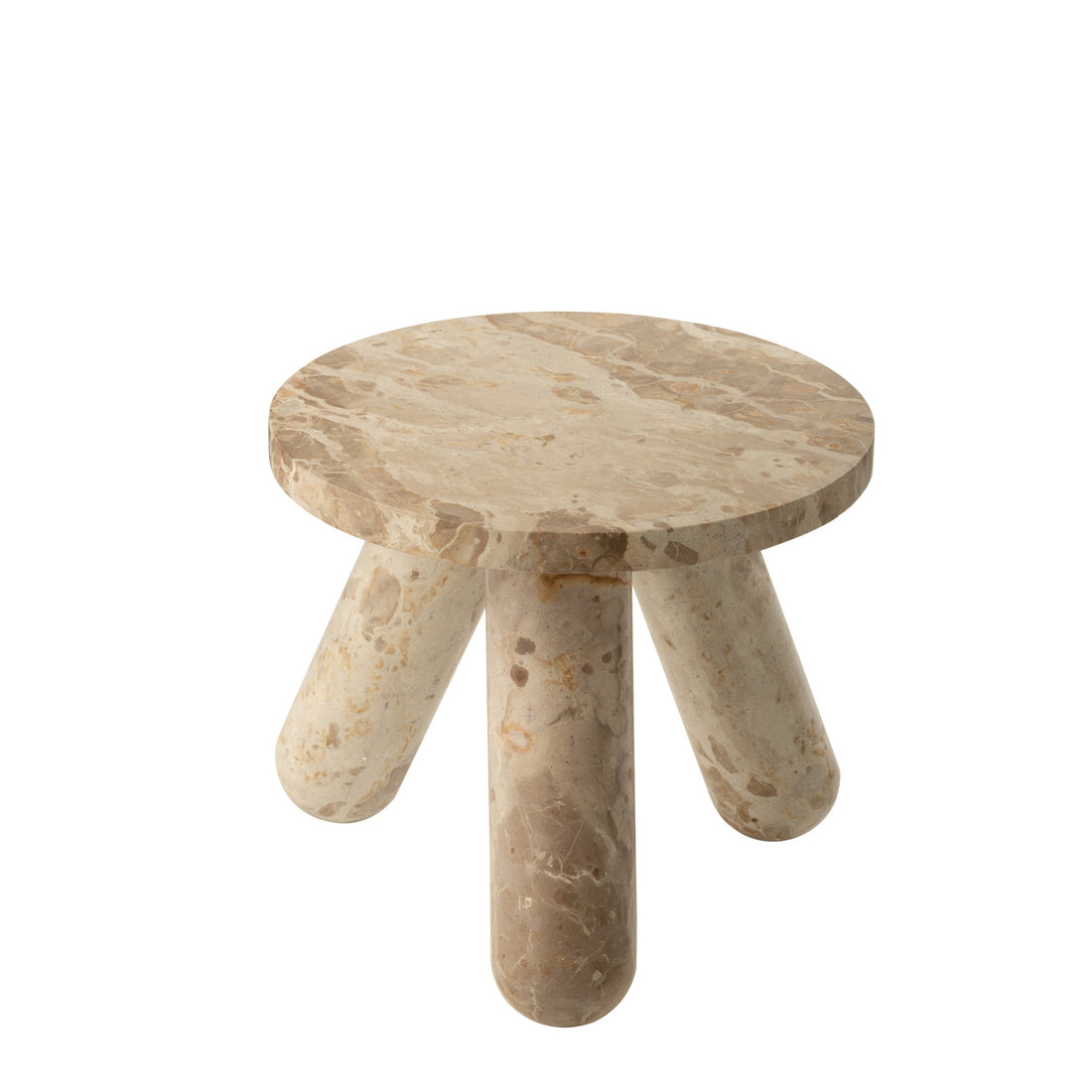 Mesa auxiliar redonda de mármol beige J-Line