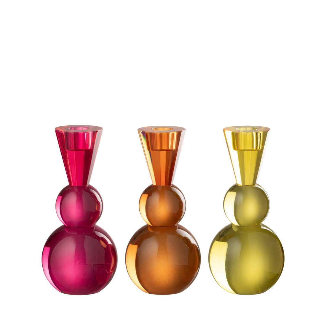 Portavelas de bola de cristal amarillo/naranja, set de 3, J-Line