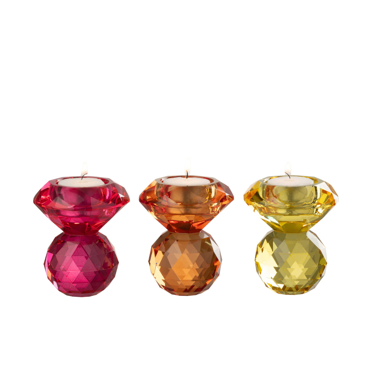 Portavelas de bola de cristal amarillo/naranja, set de 3, J-Line