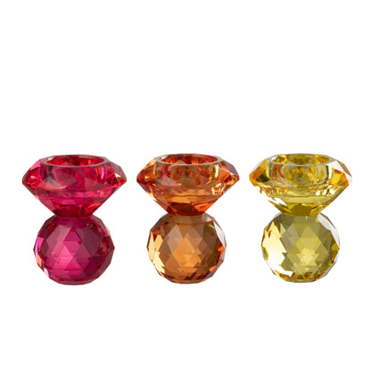 Portavelas de bola de cristal amarillo/naranja, set de 3, J-Line