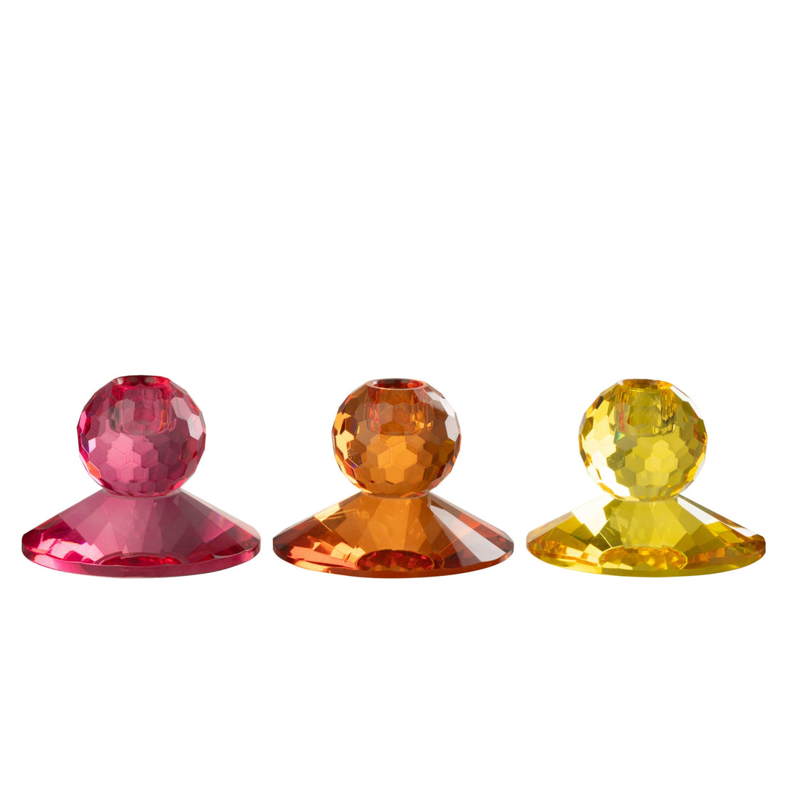 Portavelas de bola de cristal amarillo/naranja, set de 3, J-Line