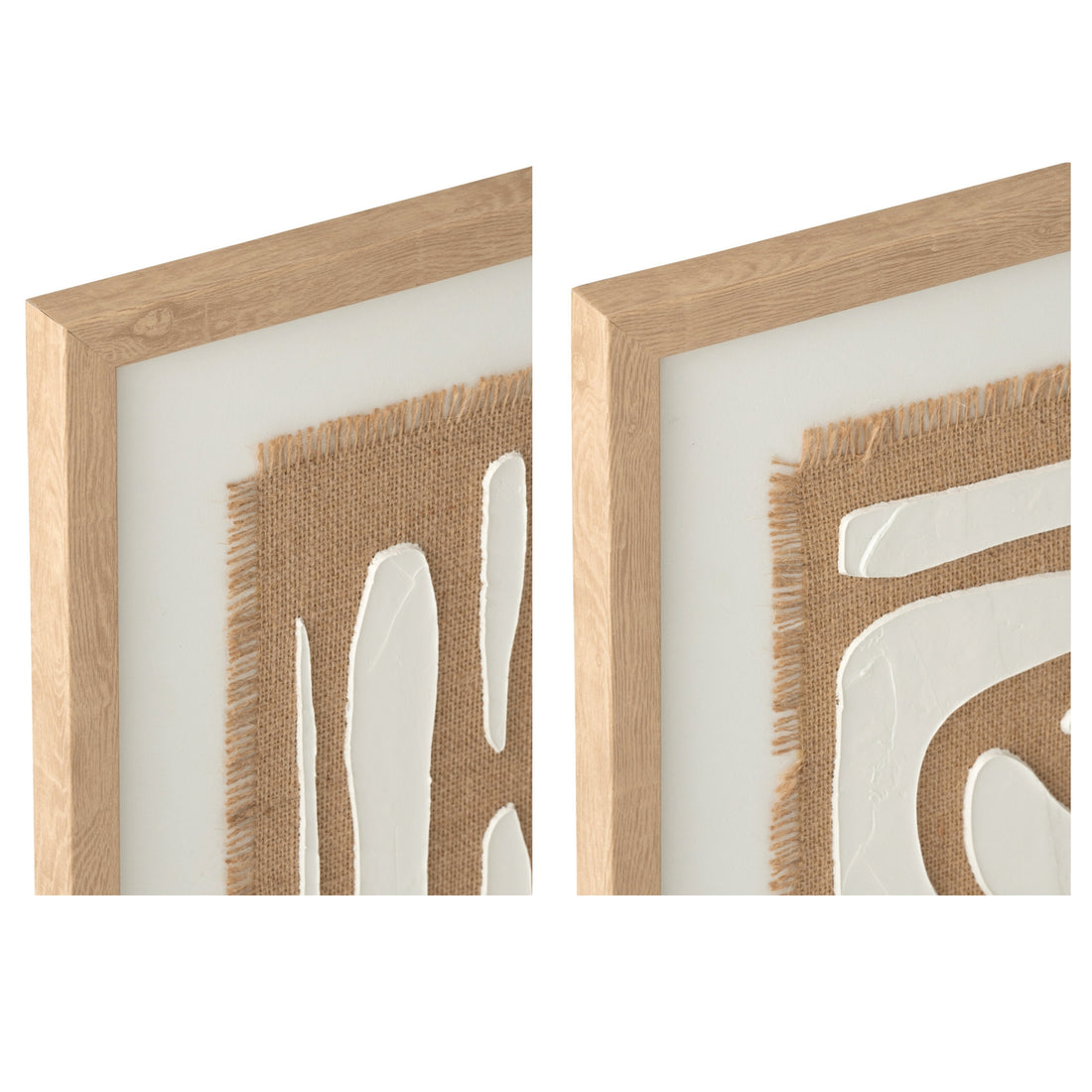 Cuadro de MDF a rayas blanco/natural, set de 2, J-Line