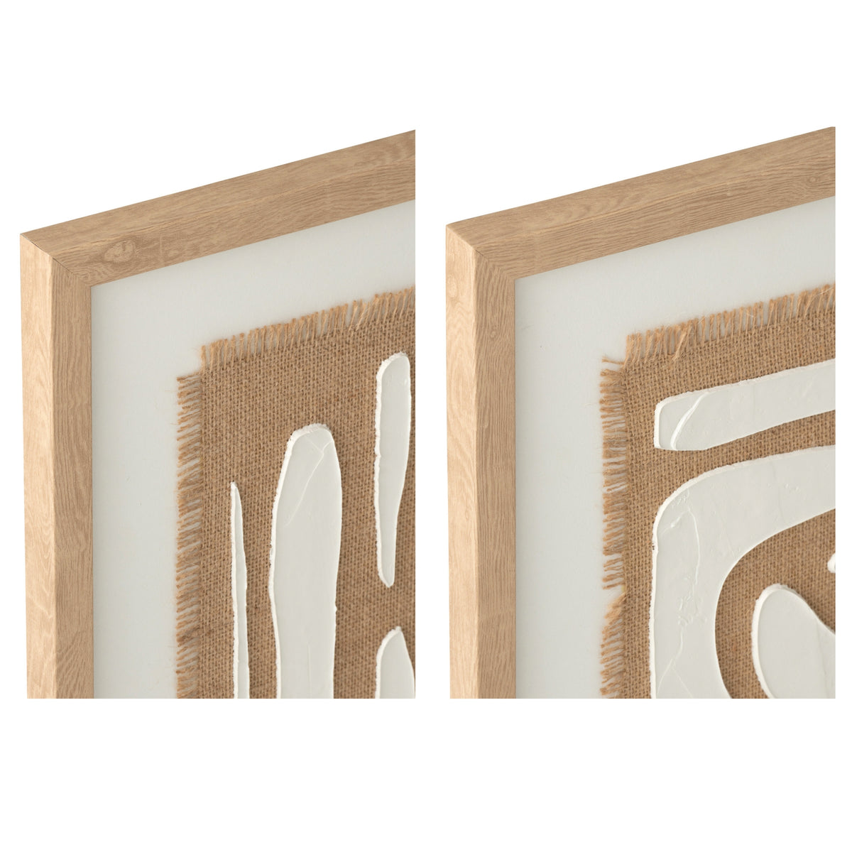 Cuadro de MDF a rayas blanco/natural, set de 2, J-Line