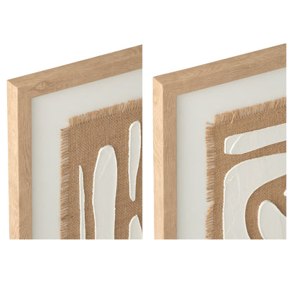 Cuadro de MDF a rayas blanco/natural, set de 2, J-Line